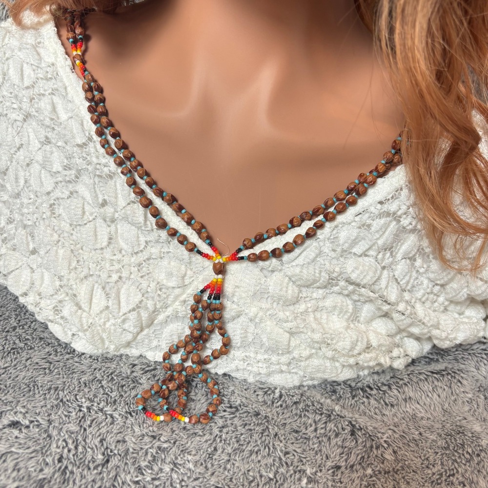 Jobs Tears Seed Necklace Beaded Ethnic Southwestern Boho Tribal Hippie 21845